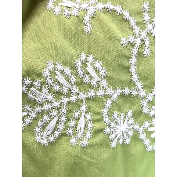 Coldwater Creek Blazer Jacket Green White Floral Embroidery Size 10 - Picture 10 of 17